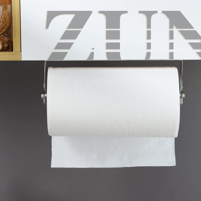 ZUNTO Paper Towel Holder Cabinet Door or Under Cabinet  Self Adhesive Big Roll Holder Wall Mount  Stainless Steel - Image 3
